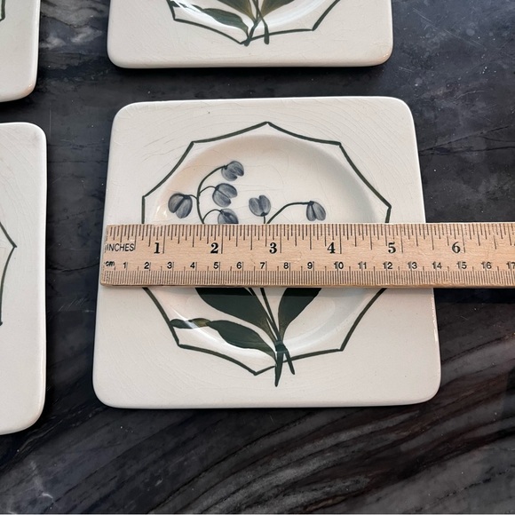 Gien France Dessert Plates Lily Of The Valley Set Of Four 5.5” X 5.5” - Picture 7 of 14